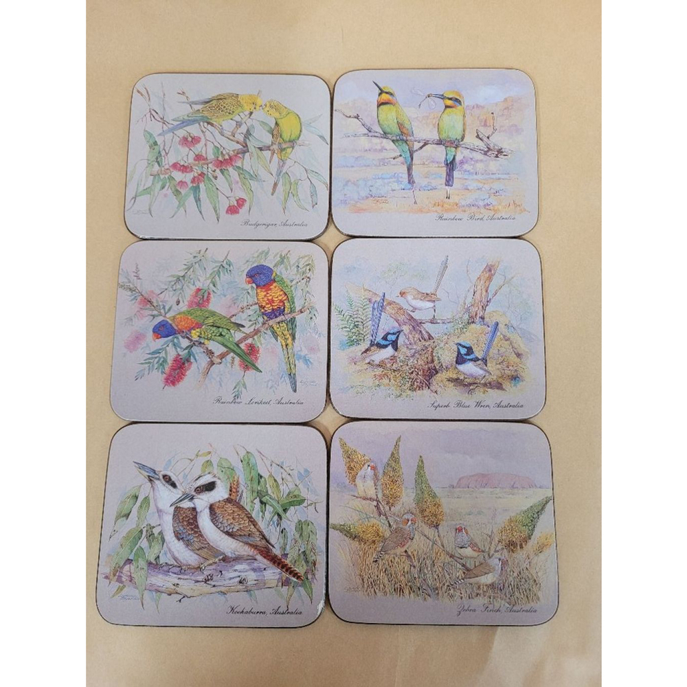 Dynasty Drink Coasters, 6 Coasters of Distinction, Australian Birds